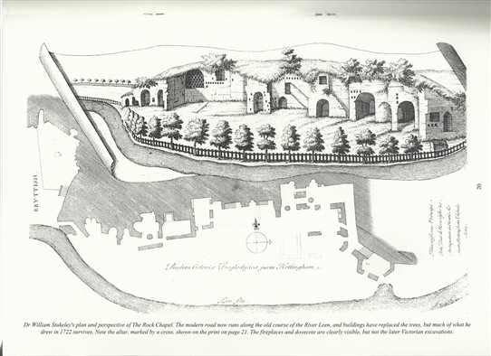 Photo:Dr William Stukeley's plan and perspective of the Rock Chapel.