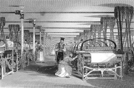 Photo:ABOVE: This fine engraving of power looms in operation in the 19th Century was published in 1835. The machines owe their originto the work of Edmund Cartwright of Marnham 50 years earlier.
