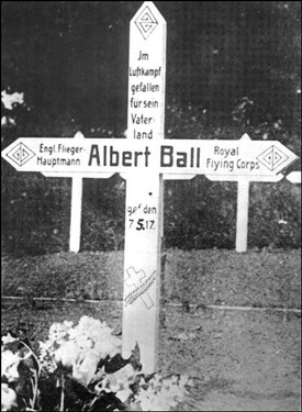 Photo:Original cross placed on Ball's grave by the Germans