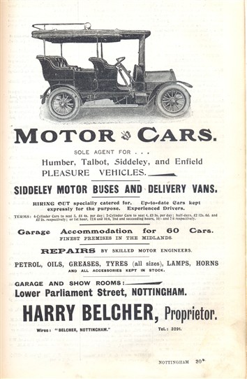 Photo:Humber cars may be hired from Mr Belcher, 1907
