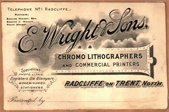 Photo: Illustrative image for the 'Wright & Sons, Printers, Radcliffe-on-Trent' page