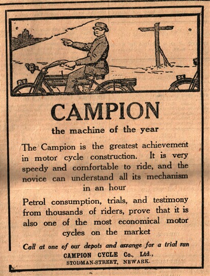 Photo: Illustrative image for the 'Campion motorcycles of Nottingham' page