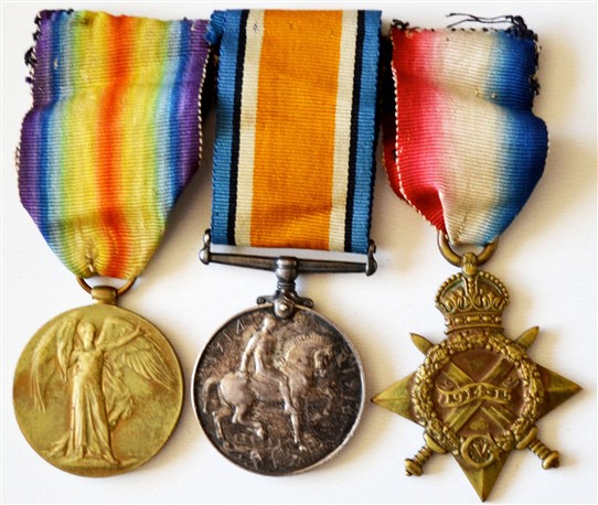 Photo:Medals of Charles Henry Brown of Southwell.  Right hand medal is inscribed on back "1017 Pte. C.H. BROWN. S.NOTTS. HRS [Hussars]"