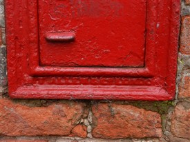 Photo:Detail of the above wall box showing the makers name cast into the frame - now largeley obscured by over a century od re-painting