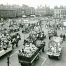 Photo:1. Taken in 1939 this picture shows Sunday School devices drawn up in Newark Market place for judging.