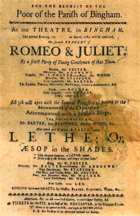 Photo:A playbill for the Bingham theatre, dated 1795