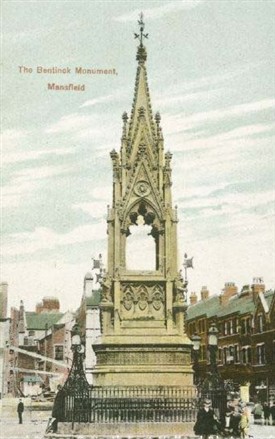 Photo:The Bentinck Memorial in Mansfield Market Place - with space for the central statue clearly visible