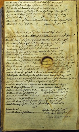 Photo:Parish Register for North and South Clifton 1776-1777