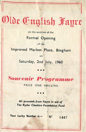 Photo:Souvenir Programme for Bingham's 'Olde English Fayre' of July 1960