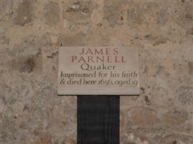Photo:Plaque in the cell at Colchetser Castle where Parnell was held