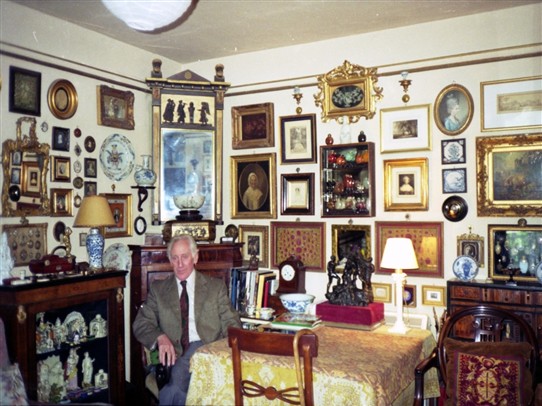 Photo:Peter Brannan in his Welbourn cottage, late 1980s