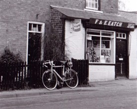 Photo:Detail from Reg Baker's photograph of Chapel Street, Bramcote showing his trusty bicycle