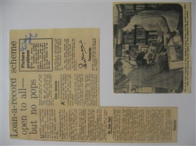 Photo:Article about the launch of a record loaning scheme at West Bridgford Library, 1964