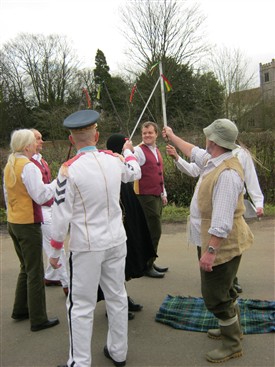 Photo:Sullivan's Sword Plough Play 2012 the sword dance dispatches Beelzebub