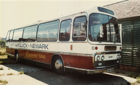 Photo:Coach used by the Newark Ransome (brass) band in the 1980s (The 'H' registration dates the coach to 1969)