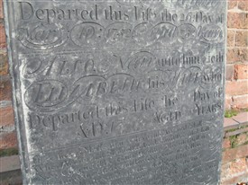 Photo:Spaces left on the gravestone to record the internment of his wife - but never used