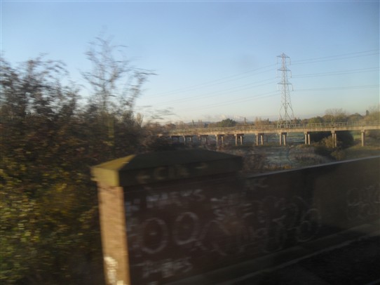 Photo:Rectory Junction viaduct, seen from Nottingham - Grantham Line.  The viaduct was built to connect a colliery to the rail system
