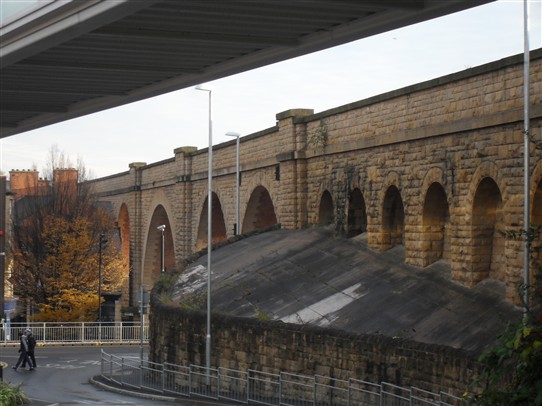 Photo:The impressive viaduct carrying the railway over Mansfield as it heads north towards Worksop