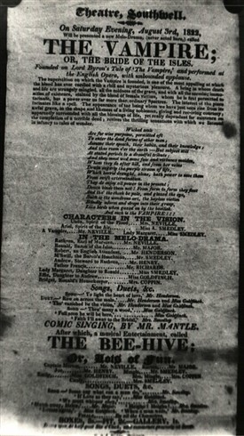 Photo:Southwell Theatre playbill from 1822