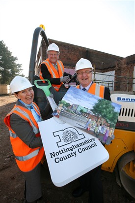 Photo:Photograph of turf cutting ceremony by Councillor Kay Cutts and Councillor John Cottee, 12.10. 2012