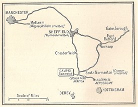 Photo:Map showing escape routes of von Werra and his comrades