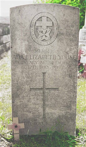 Photo:For many years Ada Youngs headstone carried the wrong date, the 17th was the date she was buried and the year said 1919. After contacting the Commonwealth War Graves Commission this was put right.