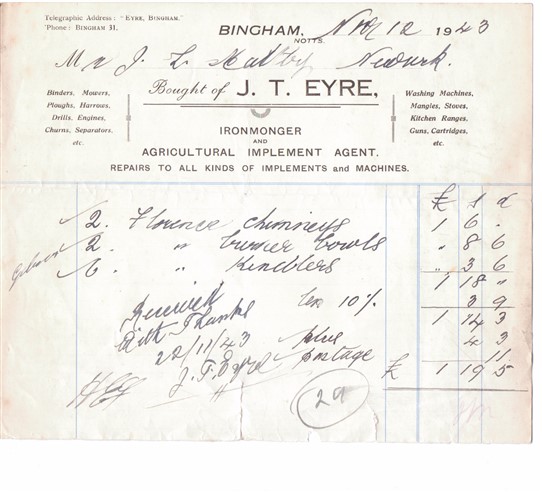 Photo: Illustrative image for the 'J T Eyre - Ironmonger of Bingham' page